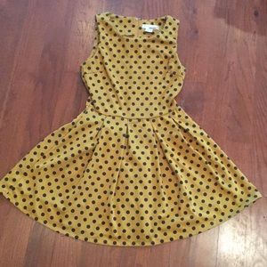 Vintage look mustard dress with black polka dots